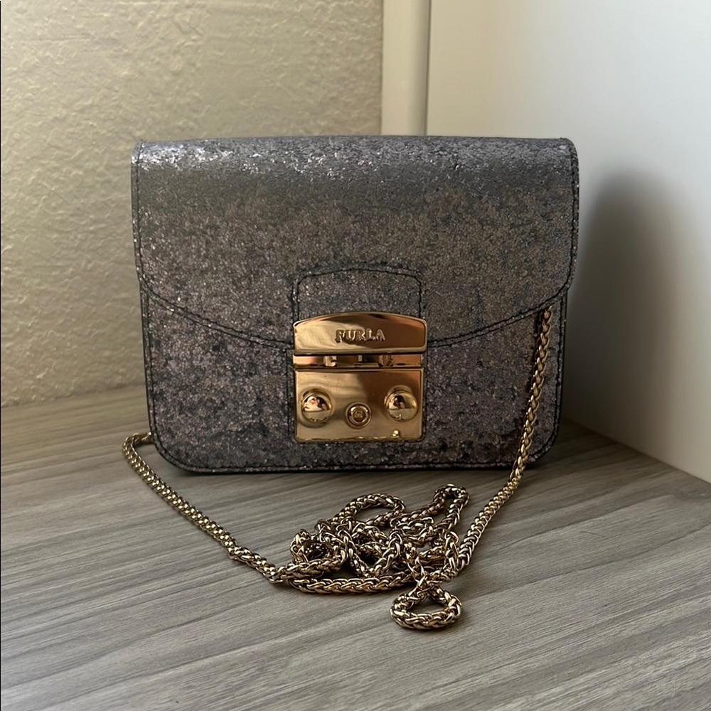 Furla silver glitter sparkly metropolis